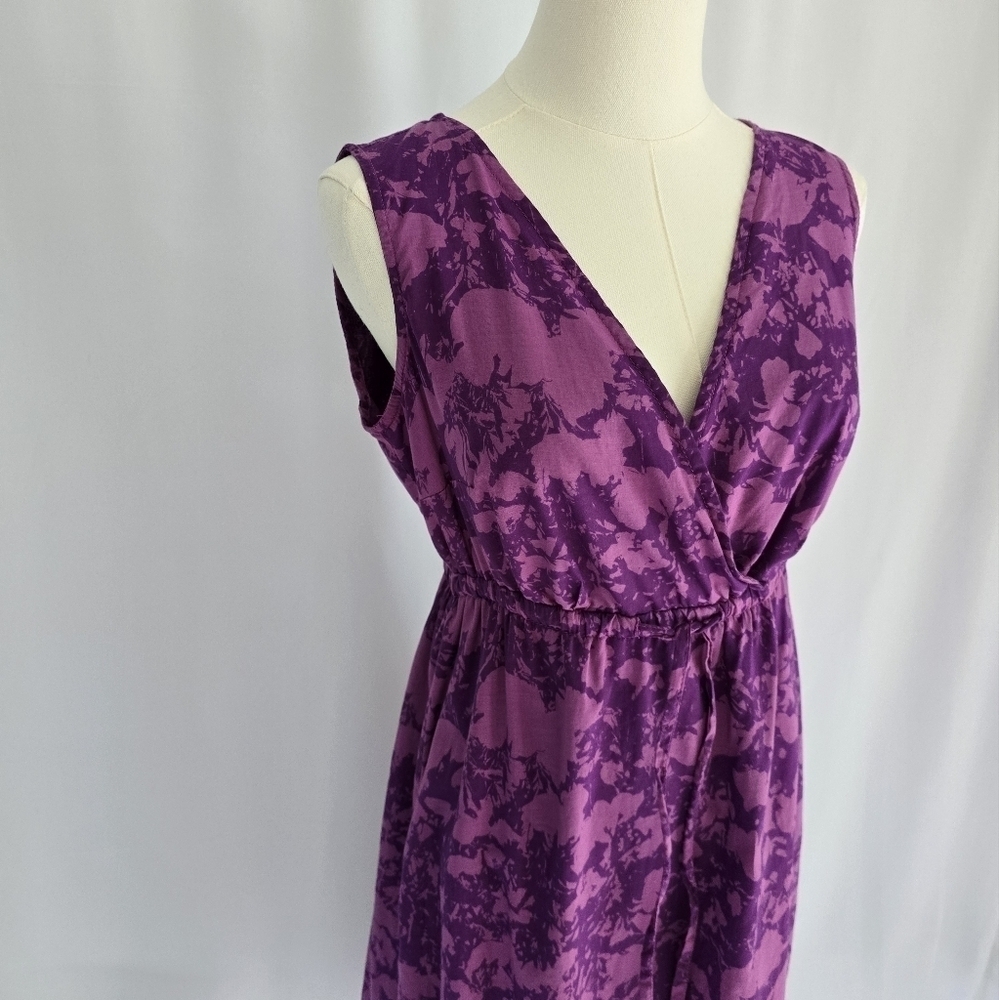 Eddie Bauer Purple Floral Cotton V-Neck Sleeveless Dress Sz. 6 - Picture 7 of 13